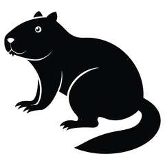 Simple Black Silhouette of a Groundhog