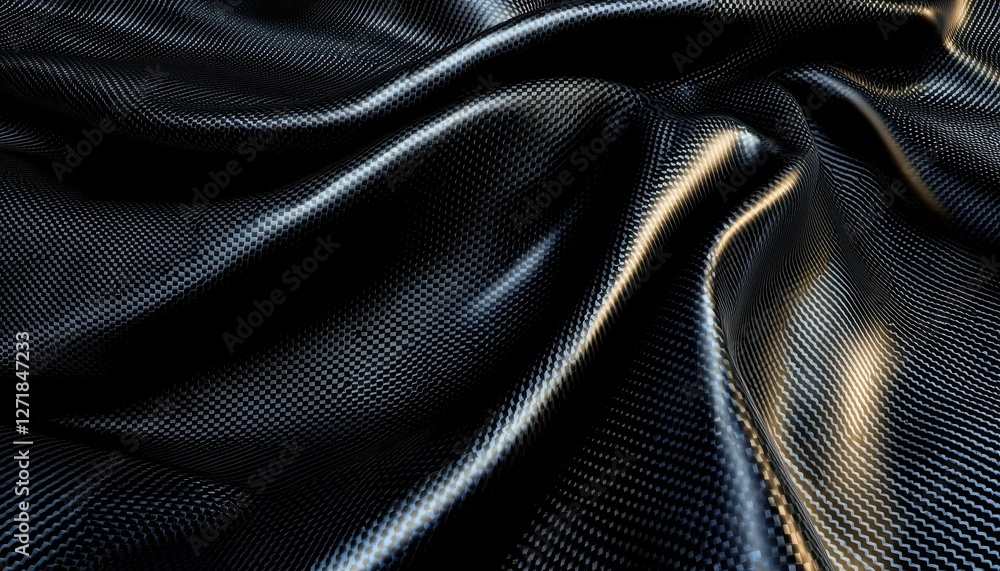 Poster a black fabric with a shiny texture