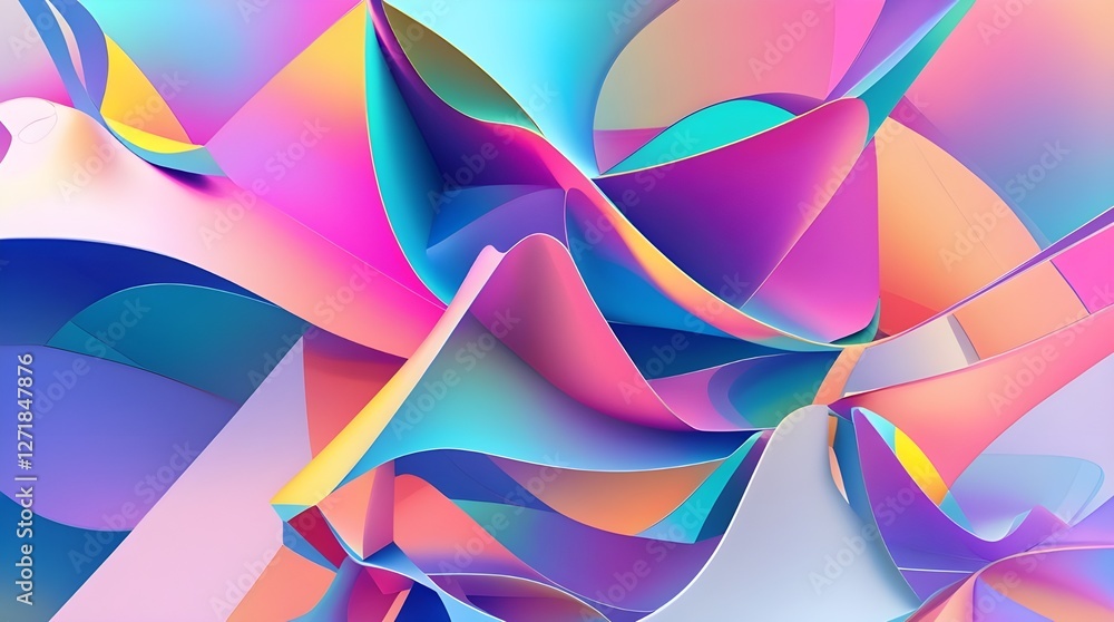 Poster Mesmerizing geometric shapes. Dynamic abstract Pattern, futuristic Technology & digital innovation