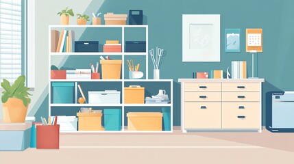 Organized Home Office Illustration
