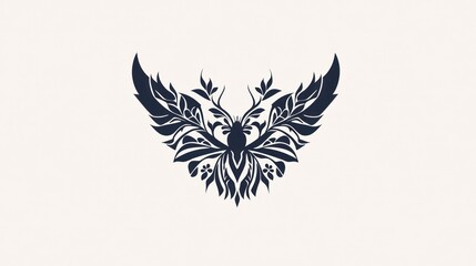 Fototapeta premium Ornate wings design, decorative floral pattern