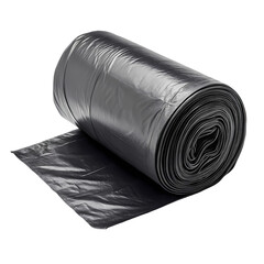 Black Trash Bags Roll - Heavy Duty Waste Bags isolated on transparent background