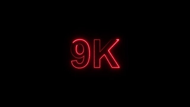 neon 9k Follower neon Text And Firework Animation Subscribers,9k Subscription Animation Videos