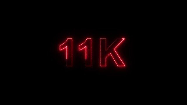 neon 11k Follower neon Text And Firework Animation Subscribers, 11k Subscription Animation Videos Achievement in 11K followers Congratulating networking thanks