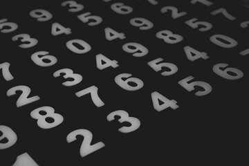 
Abstract Mathematical Numbers on a black and white Background. Finance and Data Concept....