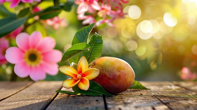 mango on a wooden nature background