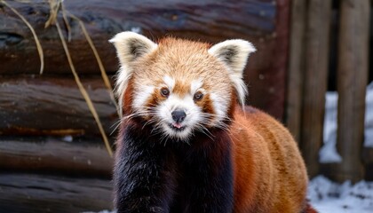 Obraz premium 威嚇しているレッサーパンダ