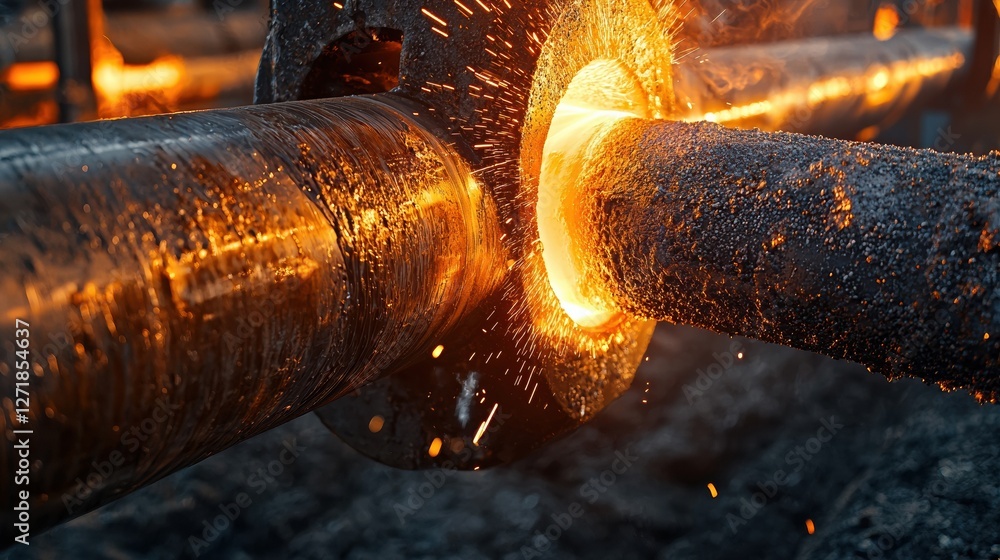 Poster a pipe is being cut open with sparks flying out