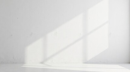 Obraz premium Sunlit White Wall with Subtle Textural Details and Window Shadow Patterns Ideal for Minimalist Design Presentations
