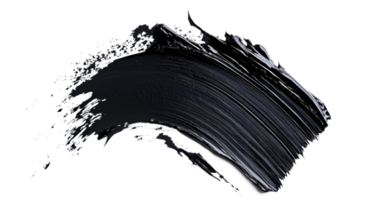 A black paint brush stroke isolated on white or transparent background, png clipart, design element.