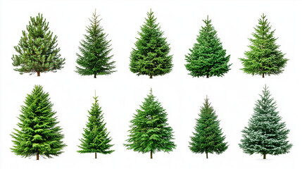 Obraz premium set of christmas trees isolated on white background