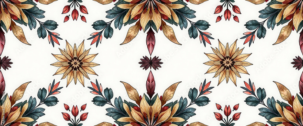 Poster a colorful floral pattern is displayed on a white background. the flowers are arranged in a way that