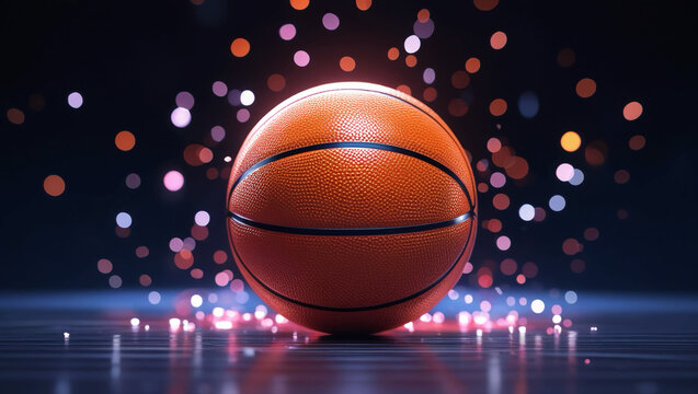 3D basketball with anime-style design, vibrant and detailed, glossy smooth texture, precise shading and panel patterns, dynamic and energetic look, set against a clean black background, realistic dept