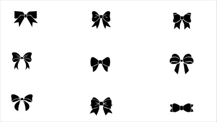 butterfly silhouettes set Black and white seamless pattern with black tied ribbons Vector illustration of background with bows