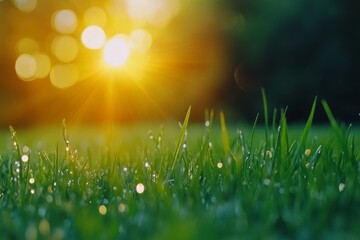 Obraz premium Beautiful grass and raindrops on it. 