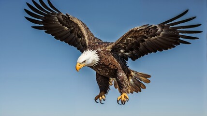 Fototapeta premium Robotic hybrid mechanical eagle flying in the air.