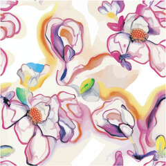 Fototapeta premium abstract an embossed blooming bright flower motif arrangement all - over textile design illustration digital image printing factory