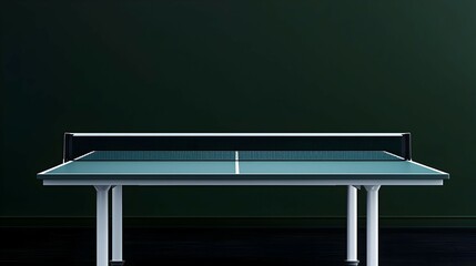 Modern Ping Pong Table in a Dark Green Room