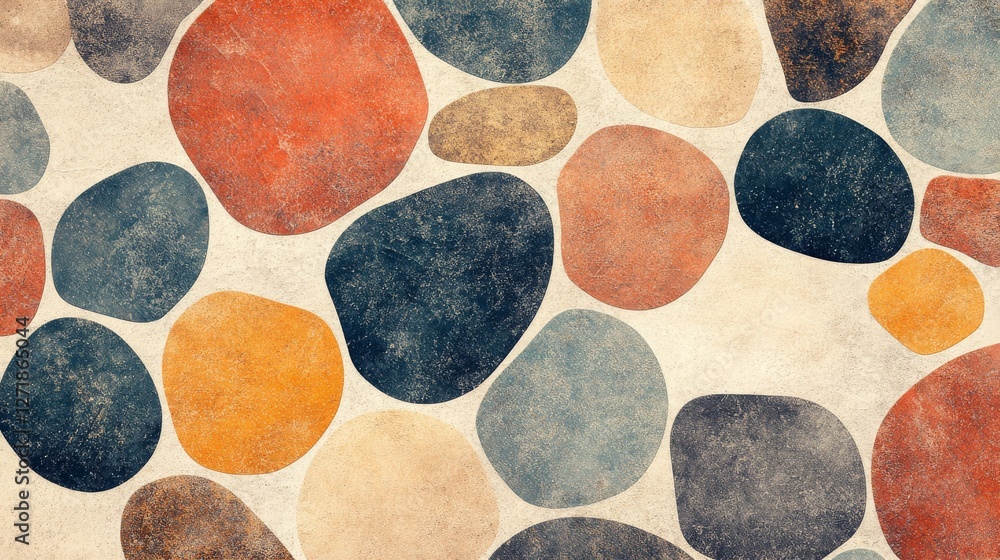 Poster a textured pattern features smooth colorful stones on a surface