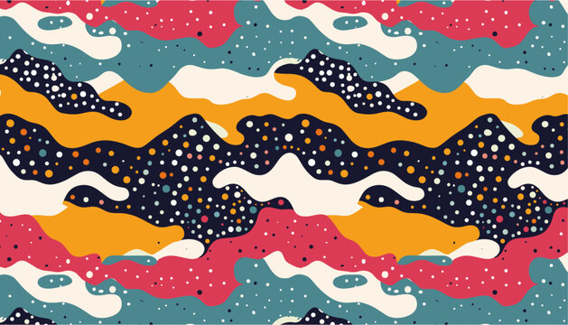 Abstract colorful camouflage vector illustration, seamless polka dots pattern, modern camouflage background, trendy textile design, fashion print, artistic abstract pattern