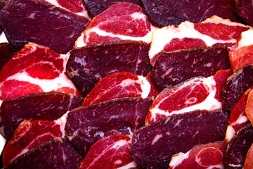 Sliced meat on a plate, texture