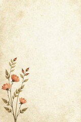 Elegant Floral Design on Antique Textured Paper Background, Perfect for Invitations, Cards, or Decorative Purposes