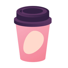 Cup of coffee, tea, cocoa or latte to go. Drink from a takeaway cafe, takeaway drink in a disposable cardboard container with a lid on top. Vector flat illustration isolated on white background