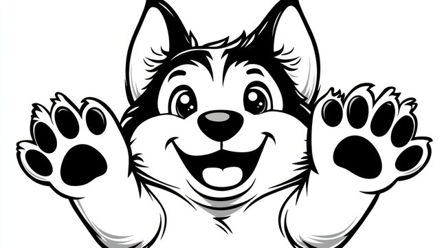 Cartoon husky puppy joyful pose
