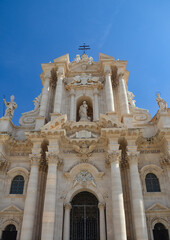 Fototapeta premium The Metropolitan Cathedral of the Nativity of the Virgin Mary in Syracuse is a Roman Catholic church in Syracuse, Sicily, located in the historic center of the city on the island of Ortygia