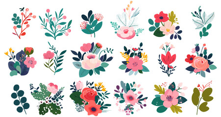 Beautiful flower collection, romantic roses, floral bouquets, rose leaves, flower compositions, nature blossoms, elegant flowers, floral arrangements, vintage flowers, botanical design