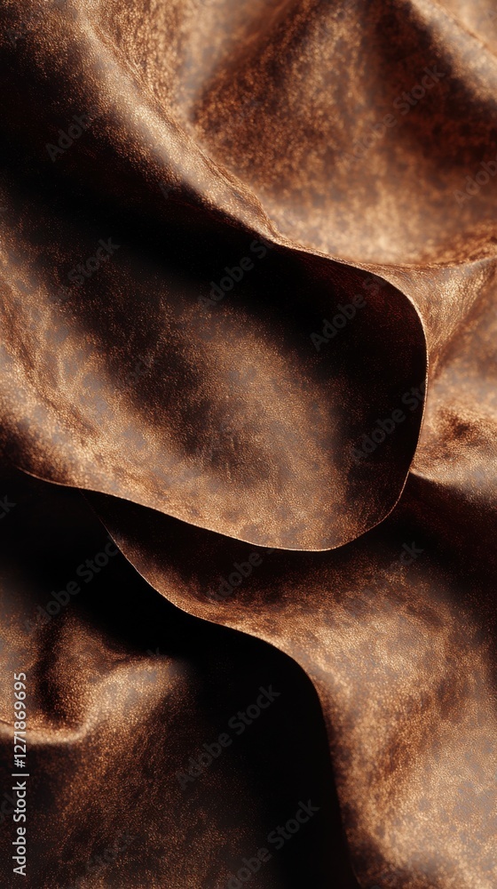 Aufkleber elegant brown fabric drapes creating textured visual interest in soft light setting