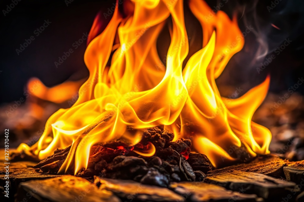 Poster fiery abstract background: high-resolution stock photo of burning flames with deep depth of field