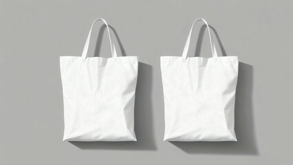 Minimalist white Two Tote Bag Mock-up with subtle creases and soft lighting branding, logo, presentation, sticker, advertising, promotion, product, label, tag, mock, up, protect