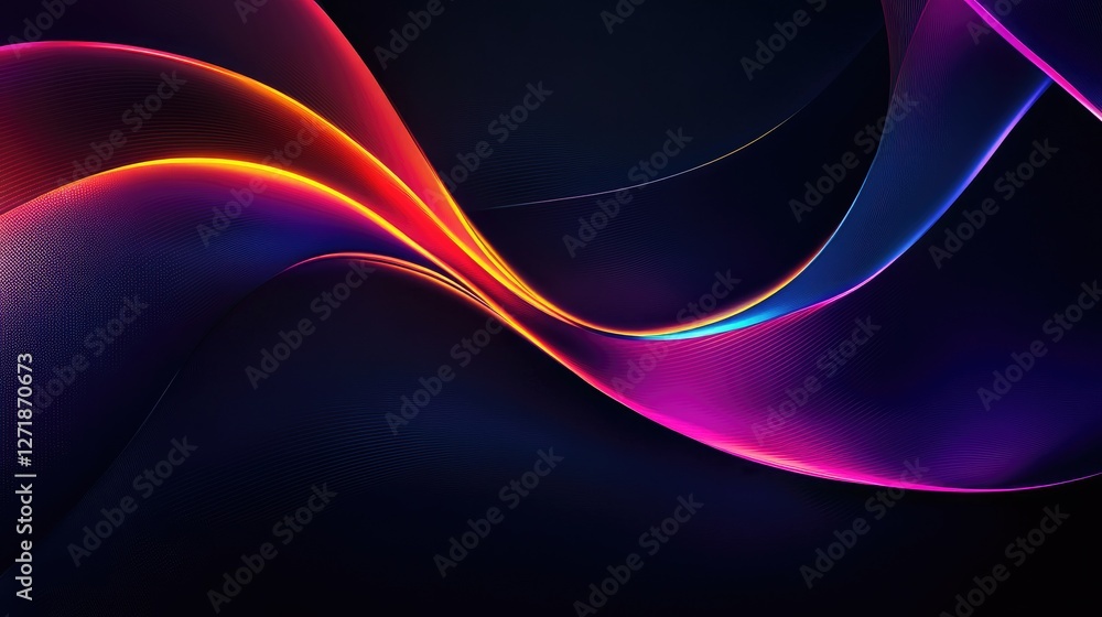 Aufkleber an abstract background with a futuristic feel, combining neon colors and glowing lines against a dar
