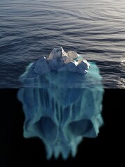 Iceberg looking like human skull under water
