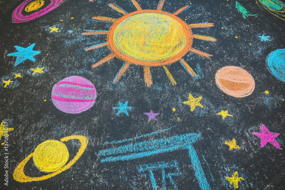 Poster generative ai photo of kids playing with chalk creating colorful masterpieces