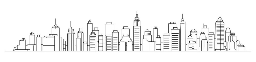 Continuous line city building, one single outline cityscape, editable stroke, urban skyline, modern architecture, minimal city drawing, construction background, vector illustration, skyscraper © aura studio
