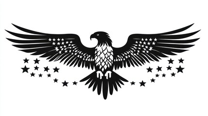 Stylized eagle, stars, patriotic design, graphic art