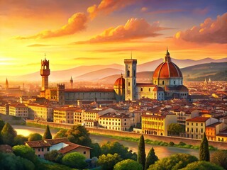 Obraz premium Florence Skyline Panorama: Boboli Gardens View, Tuscany, Italy