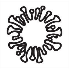 Single one line COVID-19 continuous line symbol silhouette on white background
