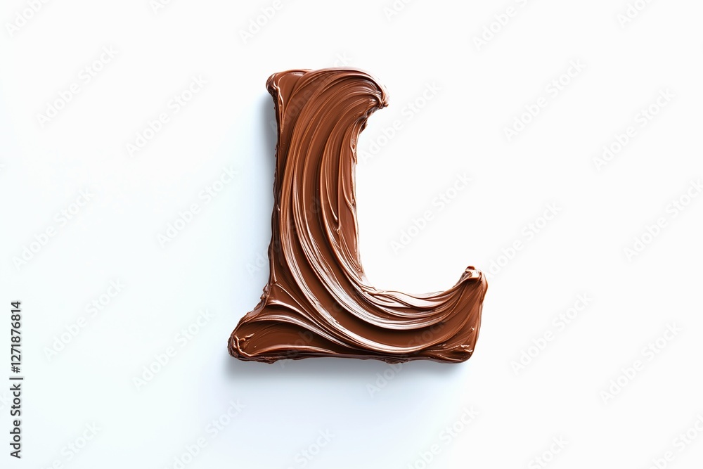 Fototapete letter l designed with flowing cocoa texture isolated on white background