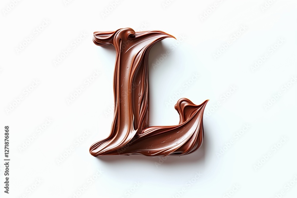 Fototapete letter l designed with flowing cocoa texture isolated on white background