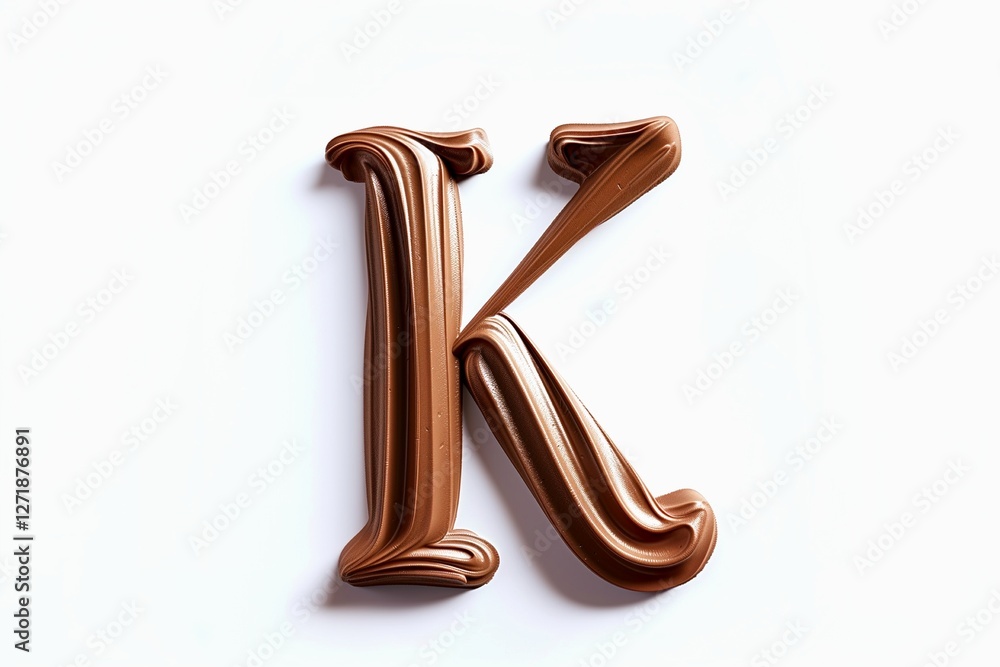 Fototapete letter k designed with flowing cocoa texture isolated on white background