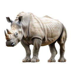 Obraz premium Majestic Rhinoceros: Guardian of the Savanna on white background