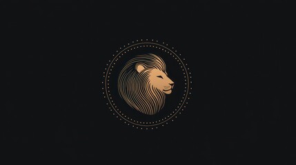 Fototapeta premium Abstract lion head emblem, dark background, design element