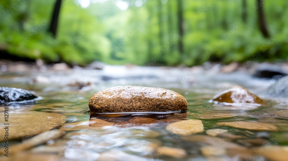 Poster rock is floating in a river