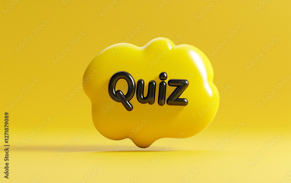 Fototapete quiz text graphic on yellow background. yellow quiz graphic with black text. quiz on yellow backgrou
