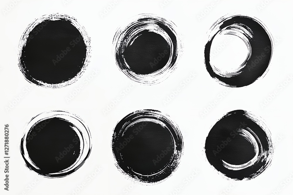 Poster the black and white circles are abstract shapes that create a sense of movement