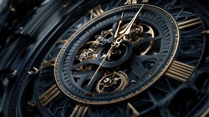 Obraz premium A clock with roman numerals and gold accents