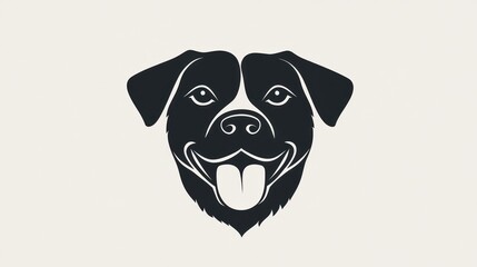 Fototapeta premium Happy dog head silhouette, simple design, graphic illustration, potential for pet-themed art print or logo